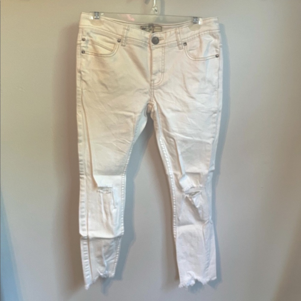 Free People Distressed White Jeans